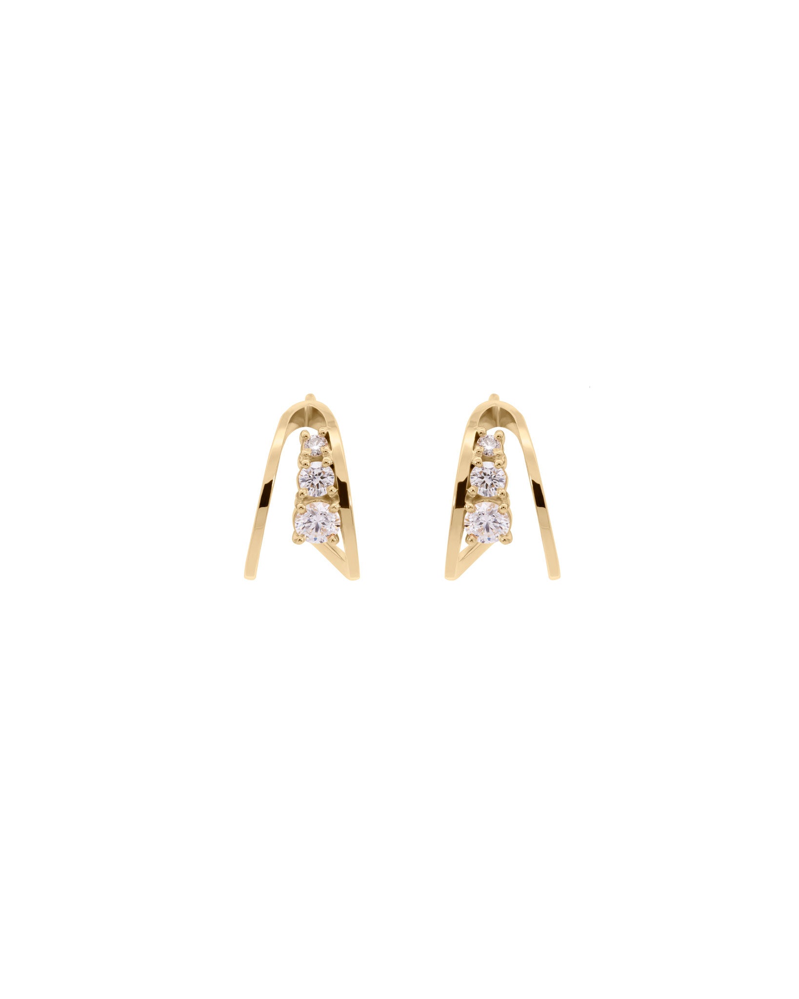 Empath earrings in 18k gold and lab diamonds front view
