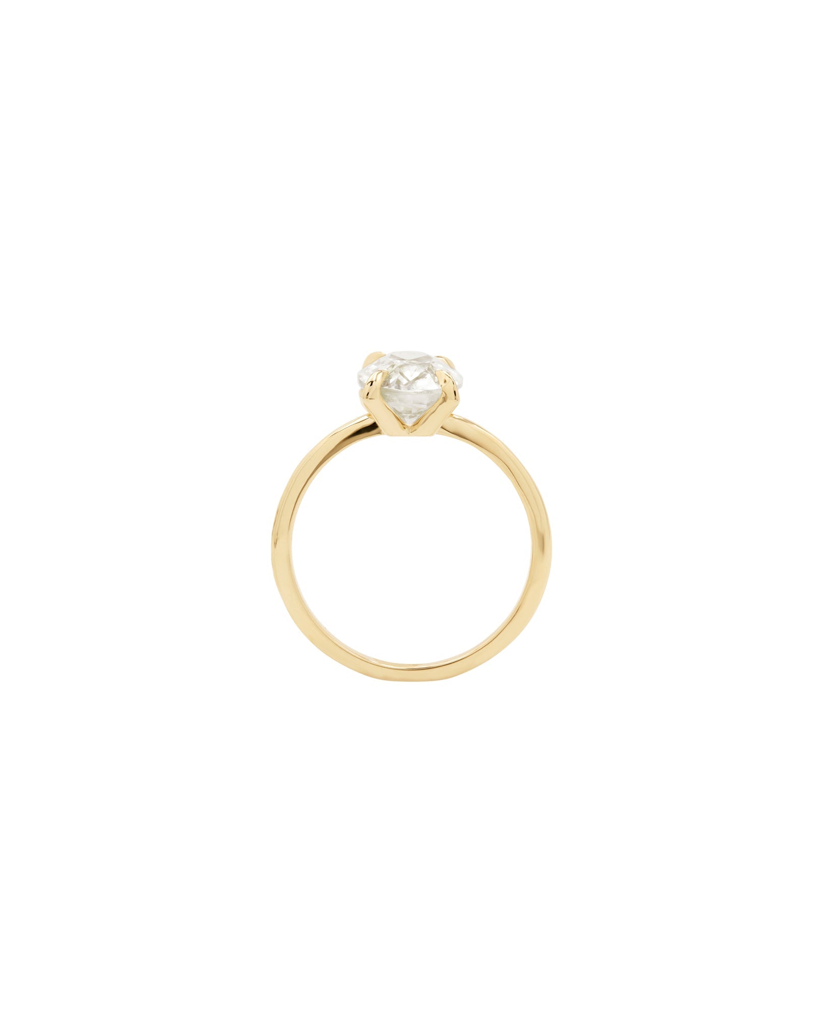 Front view of Bliss Lau Poetic ENgagement ring in yellow gold. 